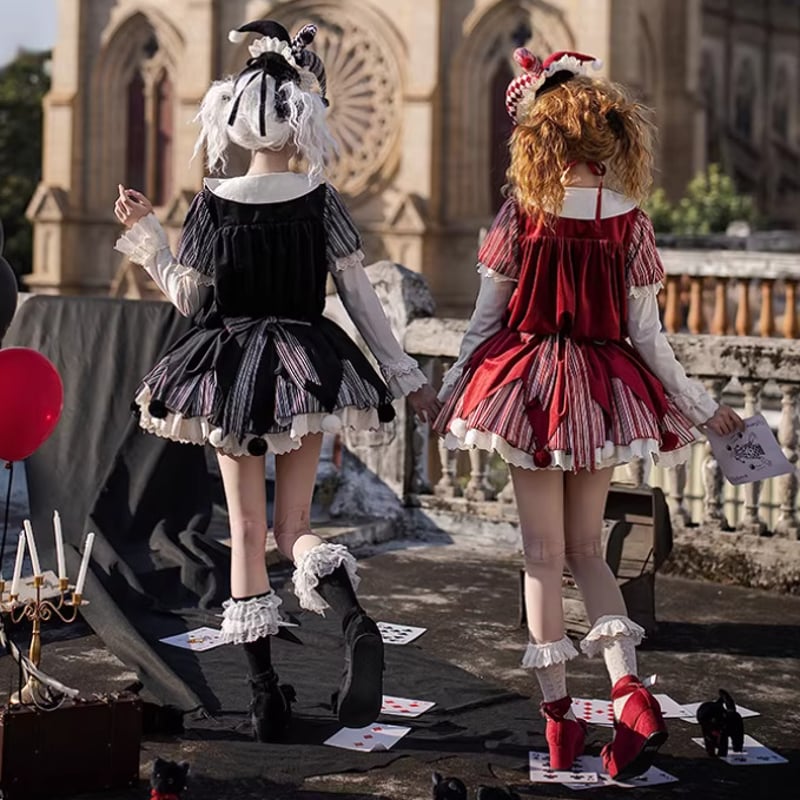 ロリータファッション ワンピース + 胸当てパーツ + リボン + ベルト 4