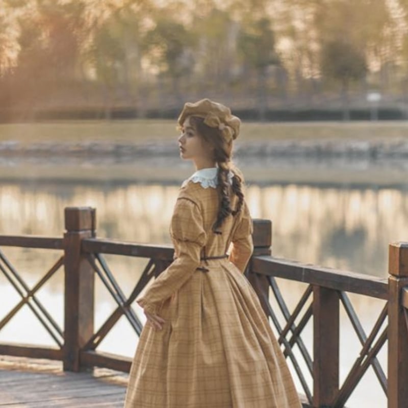 チェックベレー帽 春秋 秋冬 カーキ チェック柄 プリント 雑貨 小物