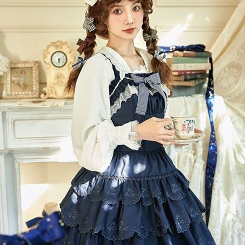 ジャンスカ 4色 GOTHIC LOLITA 春秋 ノースリーブ ドレス 甘ロリ ジャンスカ 4色 GOTHIC LOLITA 春秋 ノースリーブ ドレス 甘ロリ