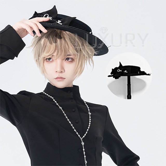 アンジェリックプリティ　ハット　ロリィタ　帽子　黒　白　ヘッドドレス アンジェリックプリティ ハット ロリィタ 帽子 黒 白 ヘッド