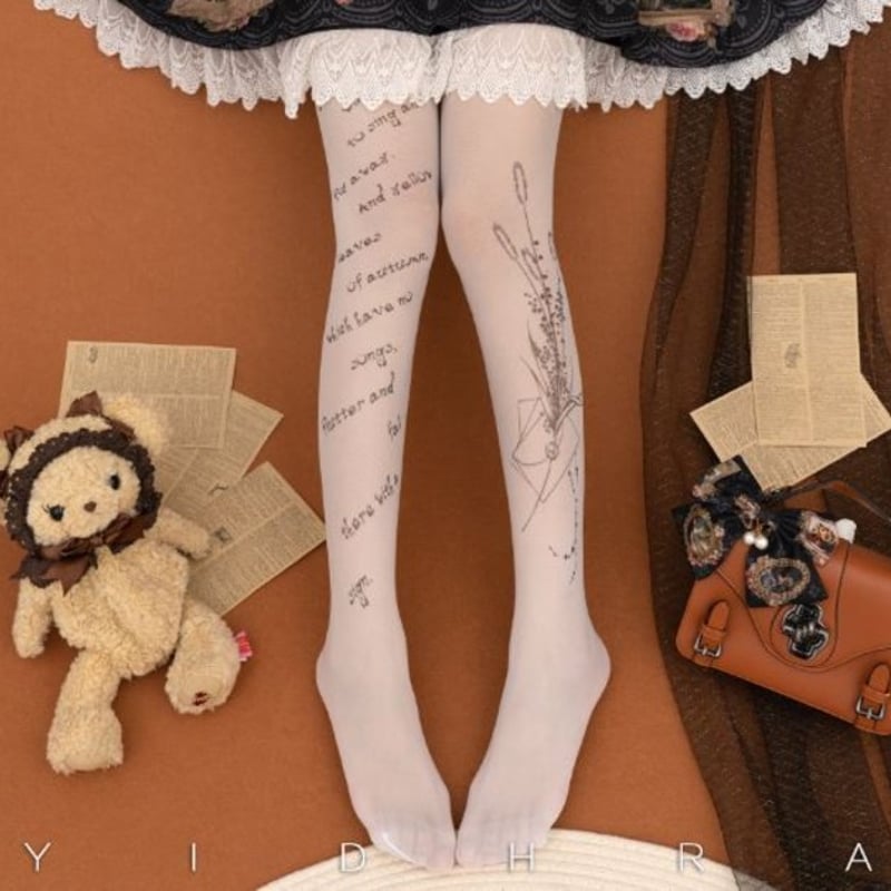 プリントストッキング 2色 Yidhra 春秋 雑貨 小物 ストッキング