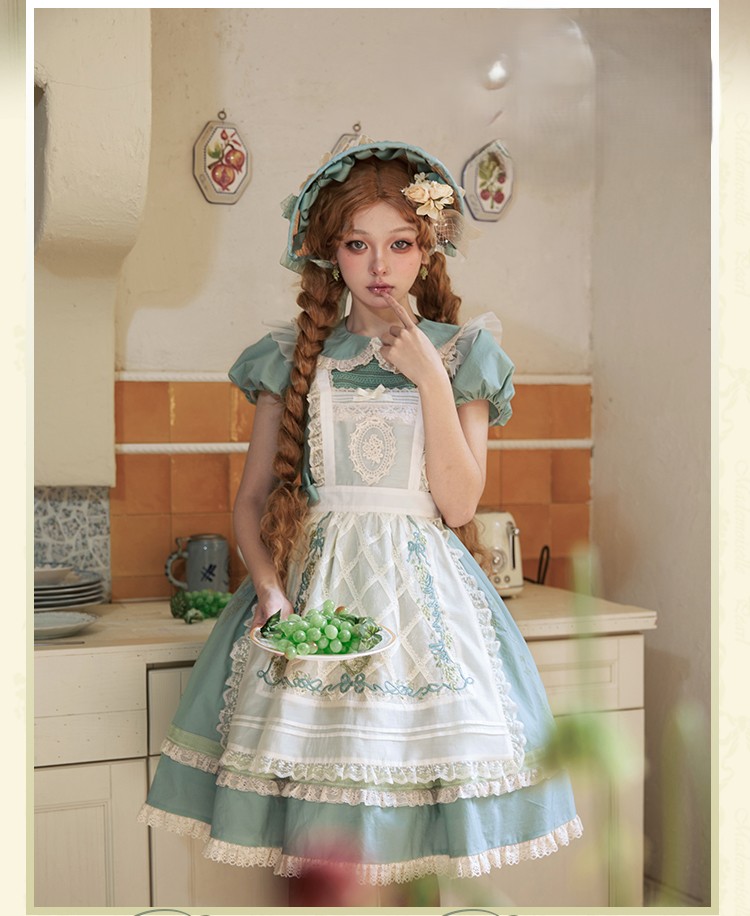 Instagram人気作家様　アンティークレース　刺繍エプロン Instagram人気作家様 アンティークレース 刺繍エプロン