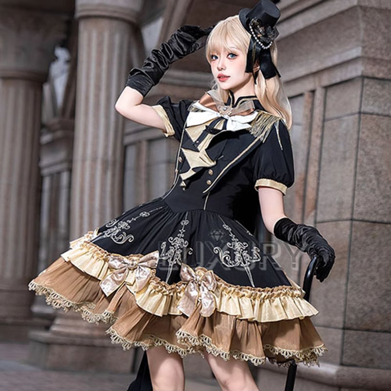 パンク ワンピース +ショール フリル リボンタイ付き ミニ丈 ショート