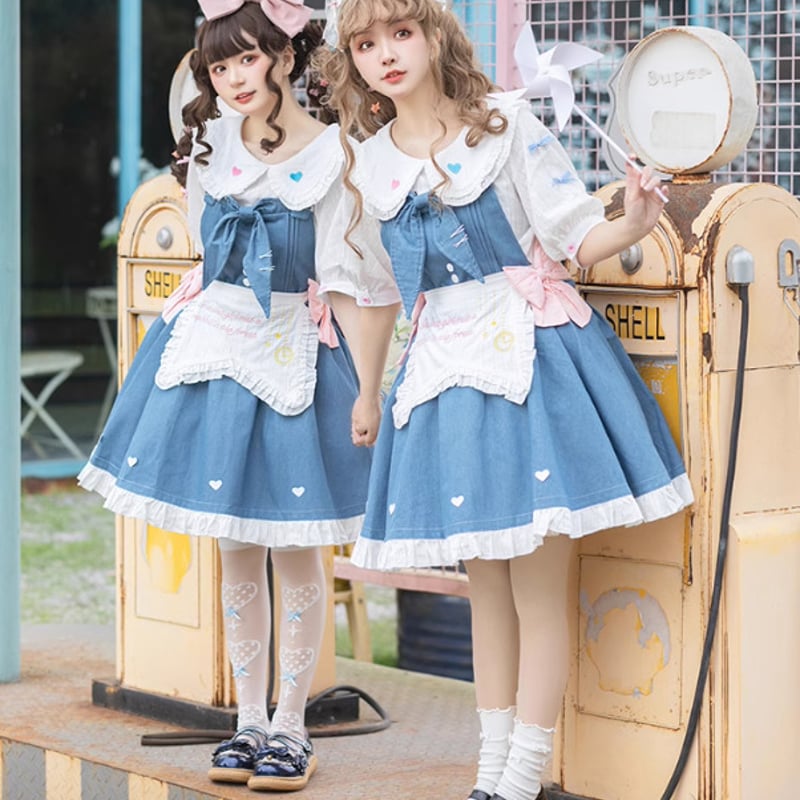ロリータファッション 腰エプロン のみ リボン 童話風 カジュアル