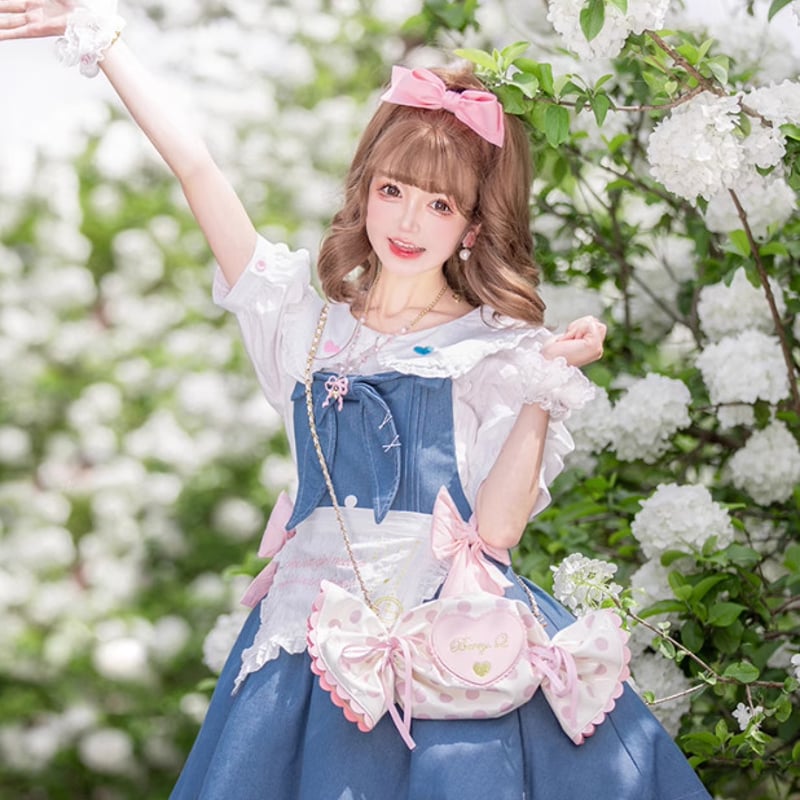 ロリータファッション 腰エプロン のみ リボン 童話風 カジュアル