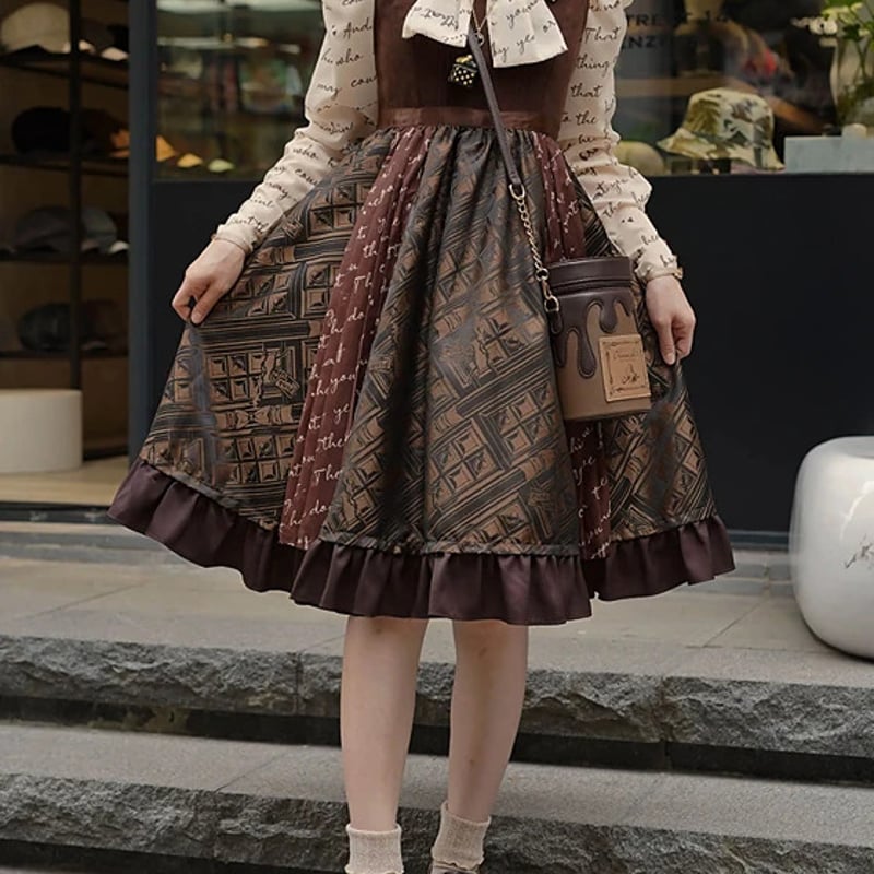 ロリータファッション ブラウス のみ 3色 チョコレート リボンタイ