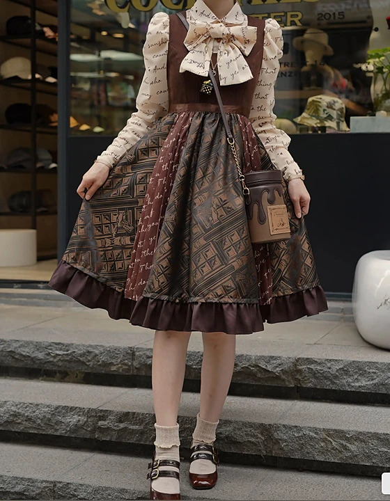 ロリータファッション ブラウス のみ 3色 チョコレート リボンタイ