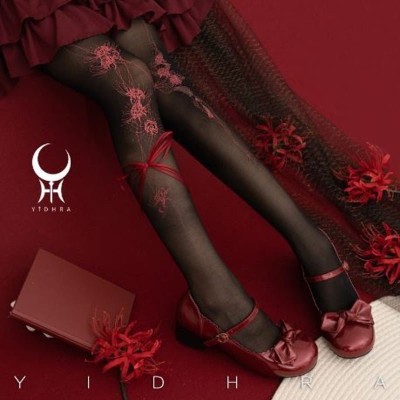 プリントストッキング 2色 Yidhra 春秋 雑貨 小物 ストッキング 20D 和ロリ 花柄