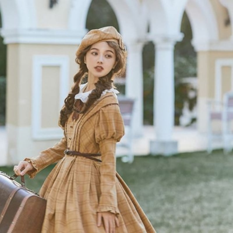 海外ロリィタ　スカート・ケープ・ベレー帽 海外ロリィタ スカート・ケープ・ベレー帽 チェックベレー帽 春秋 秋冬