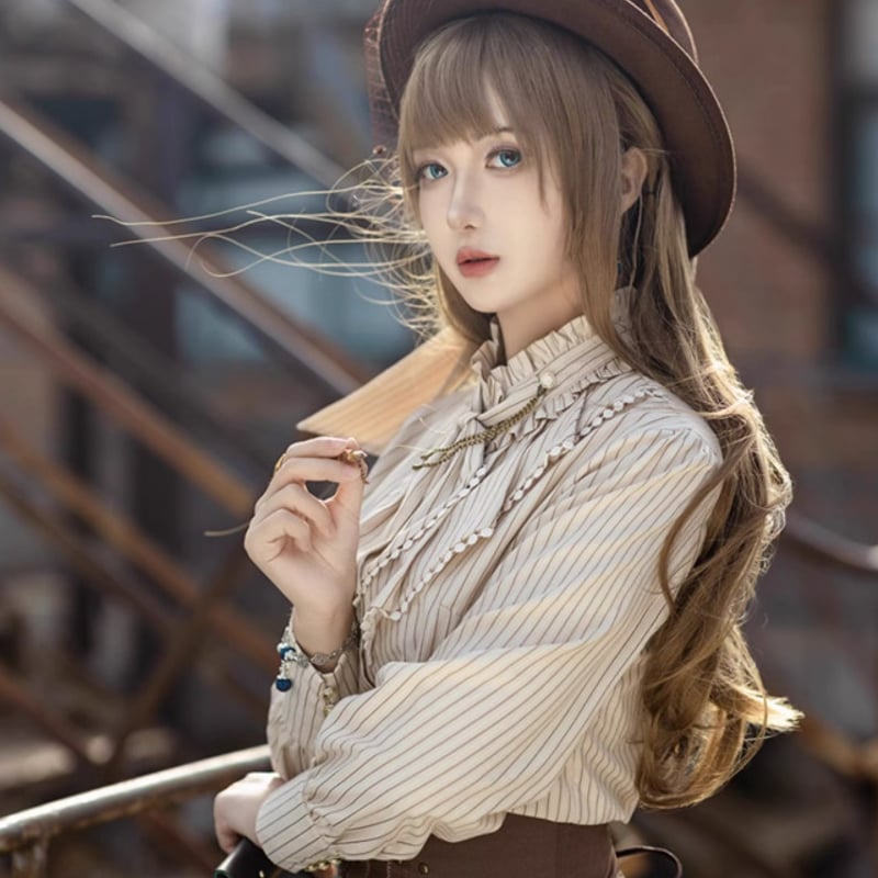 スチームパンク steampunk 長袖フリルブラウスのみ ゴシック 