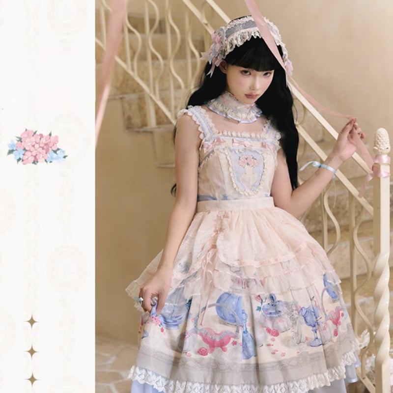 甘ロリ ロリータファッション エプロン のみ 花びら レース お嬢様