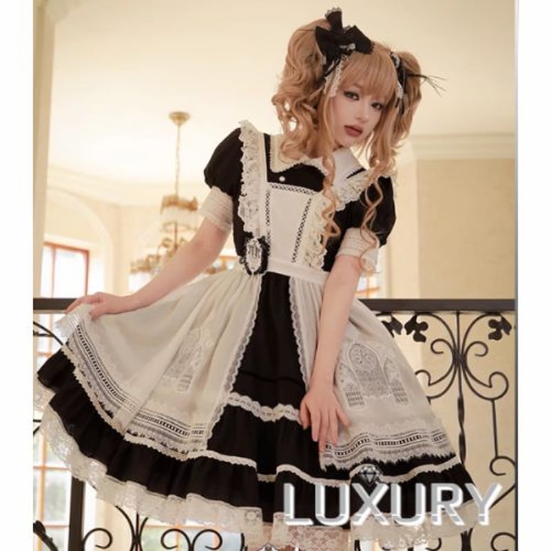 ゴスロリファッション ゴスロリ 前開きエプロン のみ 刺繍 レース