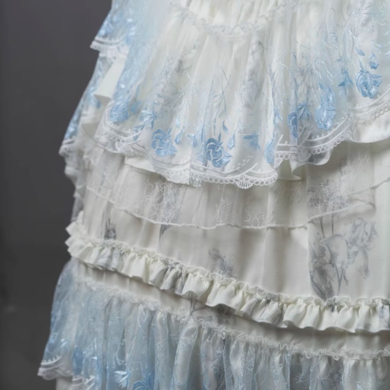 リボン付きロング&ミニドレス♡ シフォン可愛いロリータ春夏用ドレス✿ ウエストリボンドレス⠀】 カラー展開はピンクとシアン🧵♡ ほど