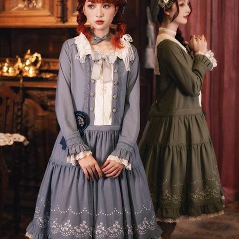 ワンピース 4色 GOTHIC LOLITA 春秋 長袖 リボン ひざ丈 ワンピース 4色 GOTHIC LOLITA 春秋 長袖 リボン ひざ丈