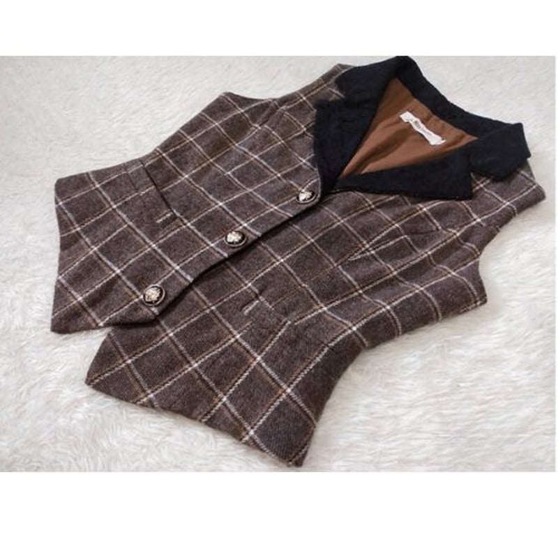 納期40日】クラロリ ベスト チョッキ トップス レディース チェック柄