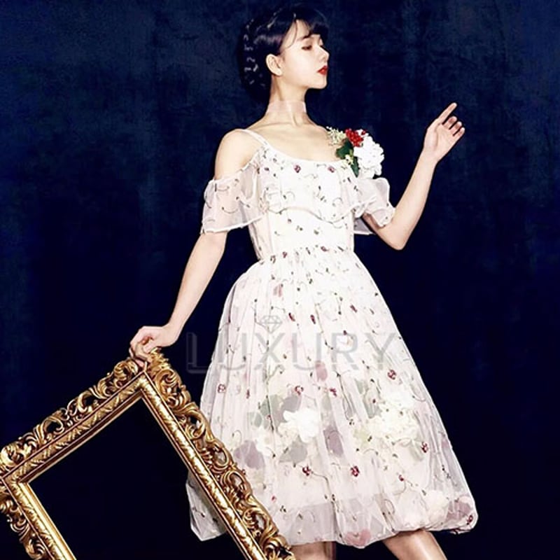 ロリータファッション 甘ロリ ジャンパースカート +花モチーフクリップ