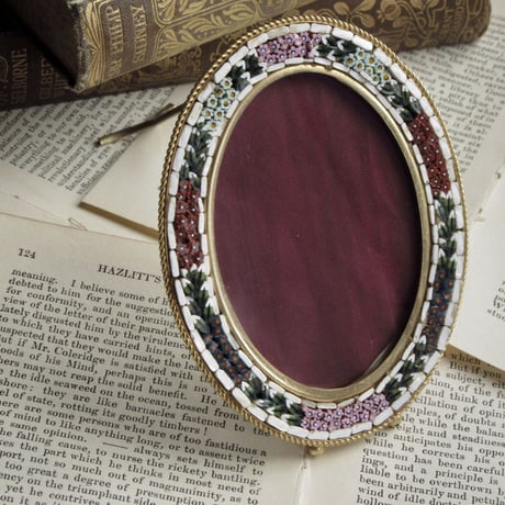 マイクロモザイク　写真立て イタリア製アンティーク マイクロモザイク ダブルフェイスの