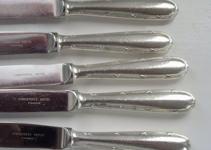 【美品】クリストフル・ホテル　ディナーナイフ＆フォーク　各２本　計４本セット 美品】クリストフル・ホテル ディナーナイフ＆フォーク 各2本 計4本
