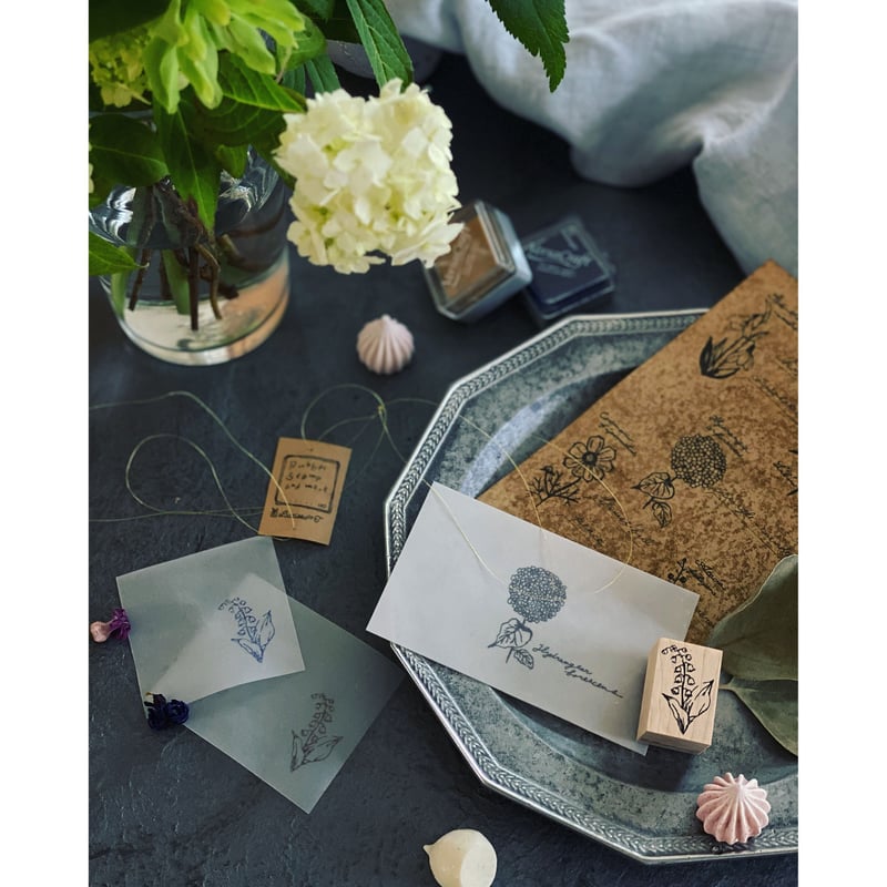 植物図鑑ポストカード・白カード5図案捺しver. | はるくいん文具店