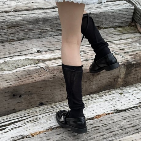 【即納】(2 colour) Ribbon sheer socks