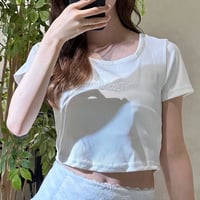【即納】square neck lettering top tee 2color