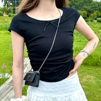 【即納】(2 colour)Anna ribbon sleeve T-shirt