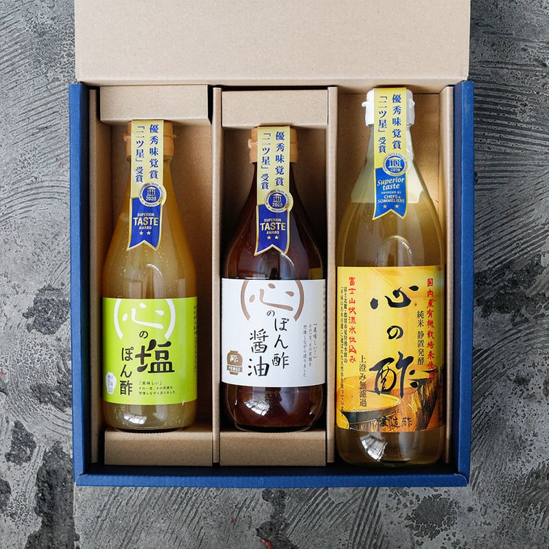 3本セット「心の酢・心のぽん酢醤油・心の塩ぽん酢」 | 戸塚醸造店「心