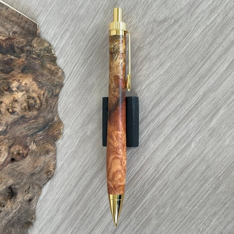花梨瘤紅白・スポルテッド / UMA 木軸シャープペンシル/ゴールド金具