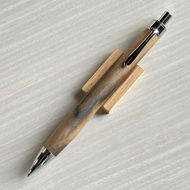 99黒柿　木軸シャーペン　最強低重心　ステンレス 溝付き　無塗装 島田小割 製材所 木製 シャーペン シャープ ペンシル ボールペン