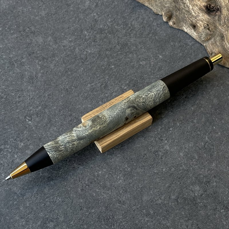 野原工芸似　 BLACK スタビライズドウッド・ポプラ瘤杢 / ゴールド金具 BLACKスタビライズドウッド・ポプラ瘤杢 / 新感覚の木軸ペン MP&BP