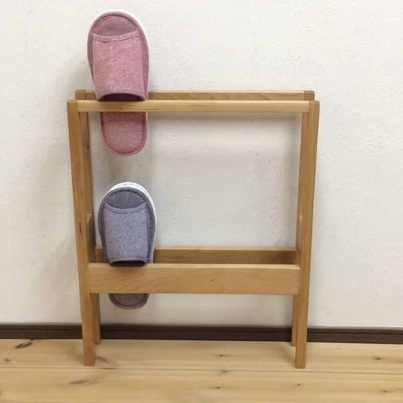 ブラックチェリー材の2段スリッパラック | MUKU屋