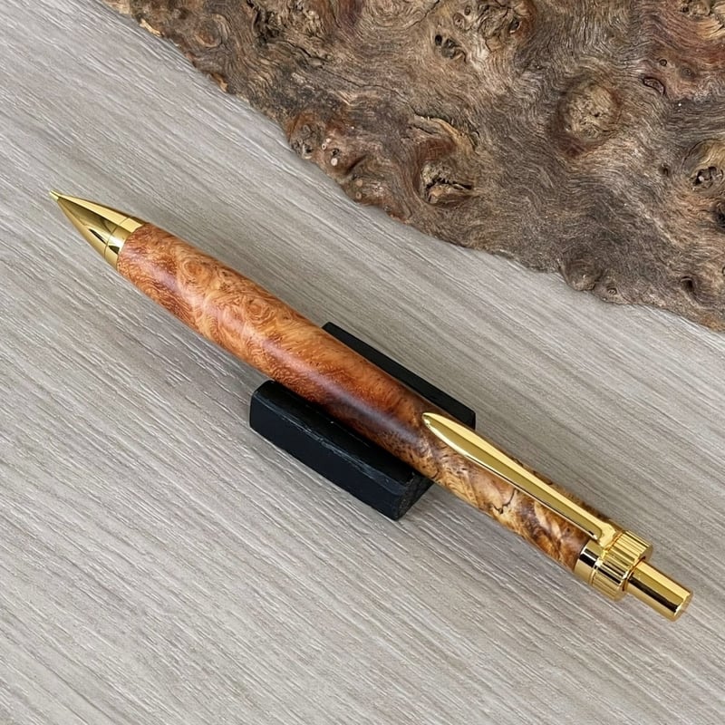 花梨瘤紅白・スポルテッド / UMA 木軸シャープペンシル/ゴールド金具