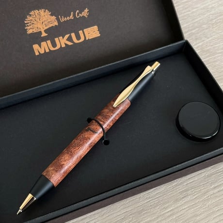 特上 ローズウッド瘤 (Rosewood burl) 紫檀瘤 / OMOSINPEN / 2つの内部機構を持つ新感覚の木軸ペン（シャープ⇔ボール）/ ゴールド金具 / 一点もの！604081