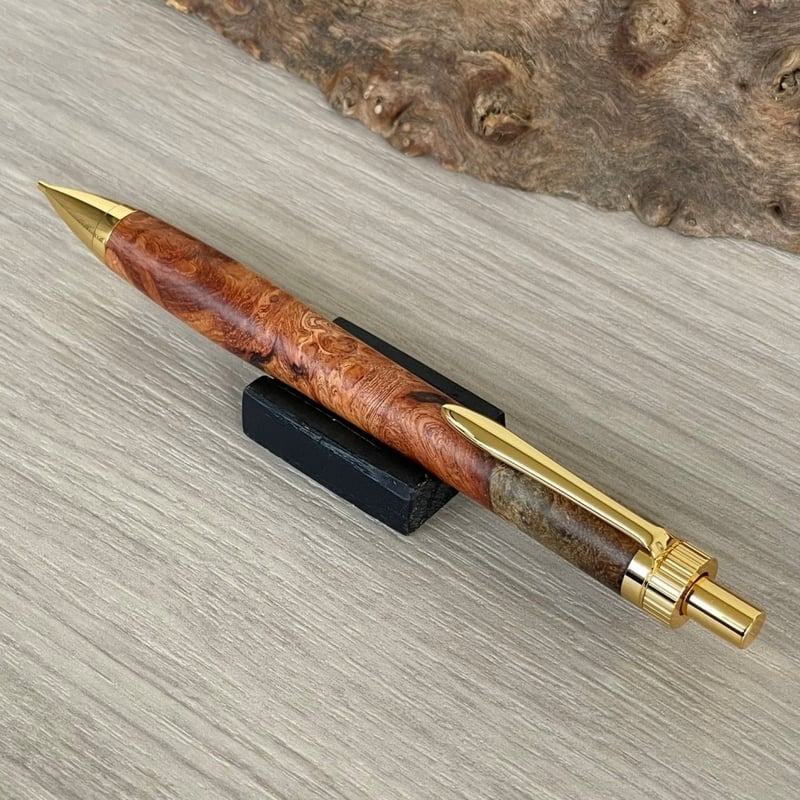 花梨瘤紅白 トリコロール / UMA 木軸シャープペンシル/ゴールド金具