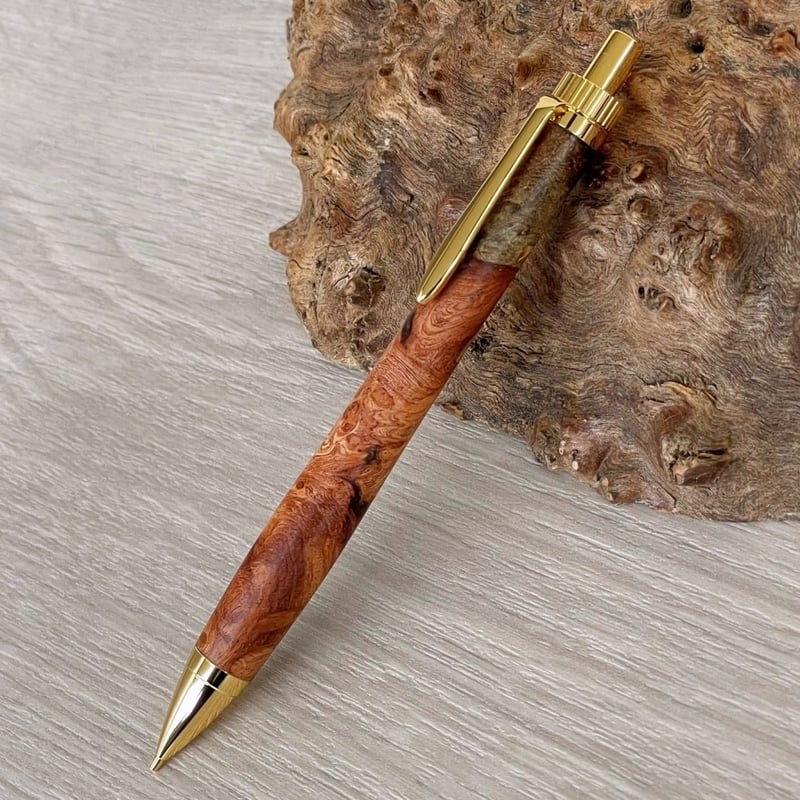 花梨瘤紅白 トリコロール / UMA 木軸シャープペンシル/ゴールド金具