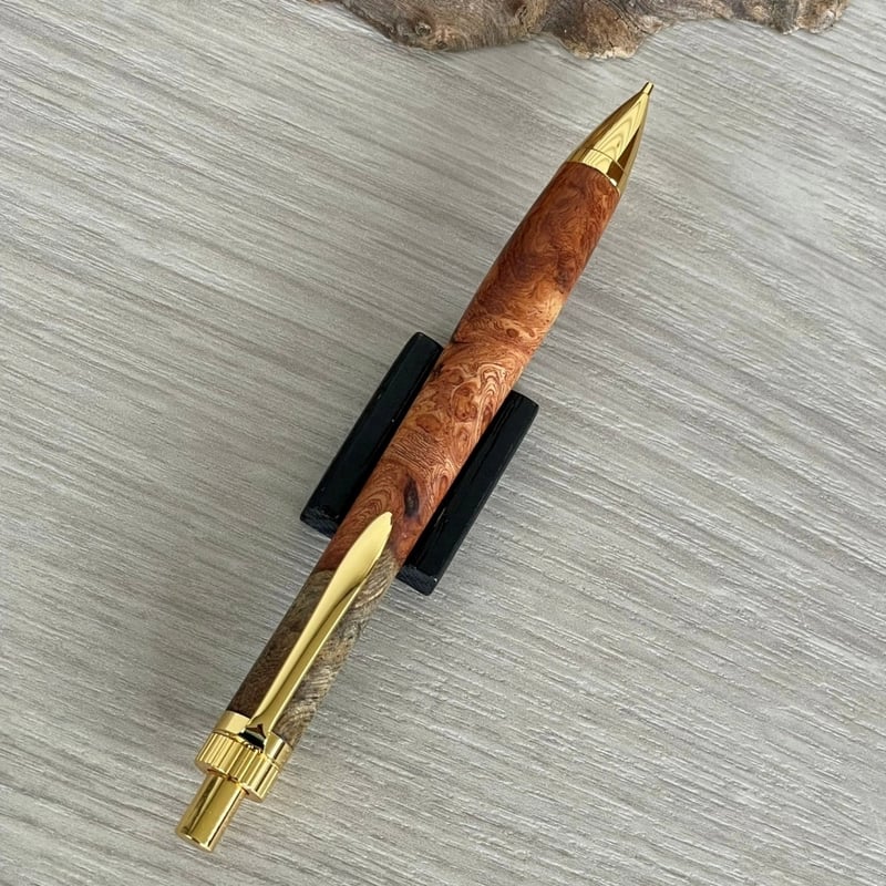 花梨瘤紅白 トリコロール / UMA 木軸シャープペンシル/ゴールド金具