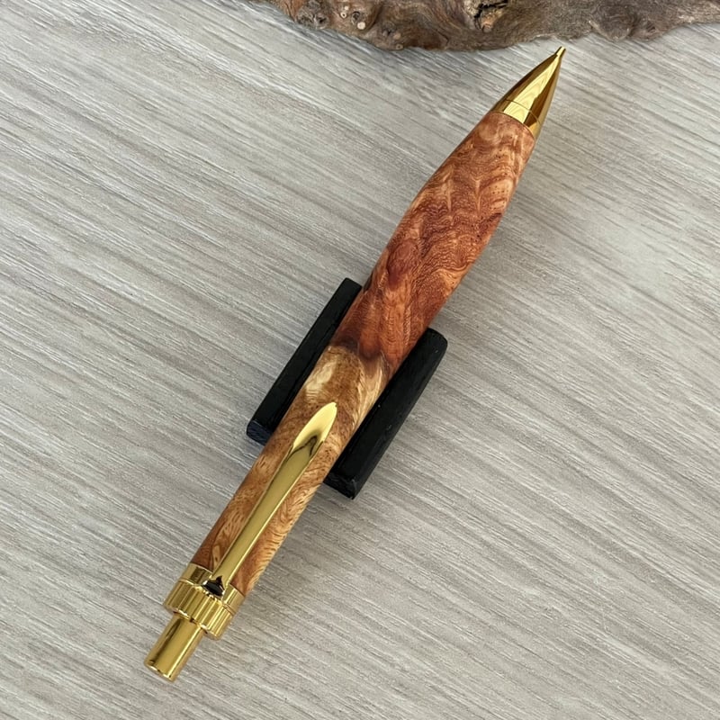 花梨瘤紅白【太軸タイプ】 / UMA 木軸シャープペンシル/ゴールド金具