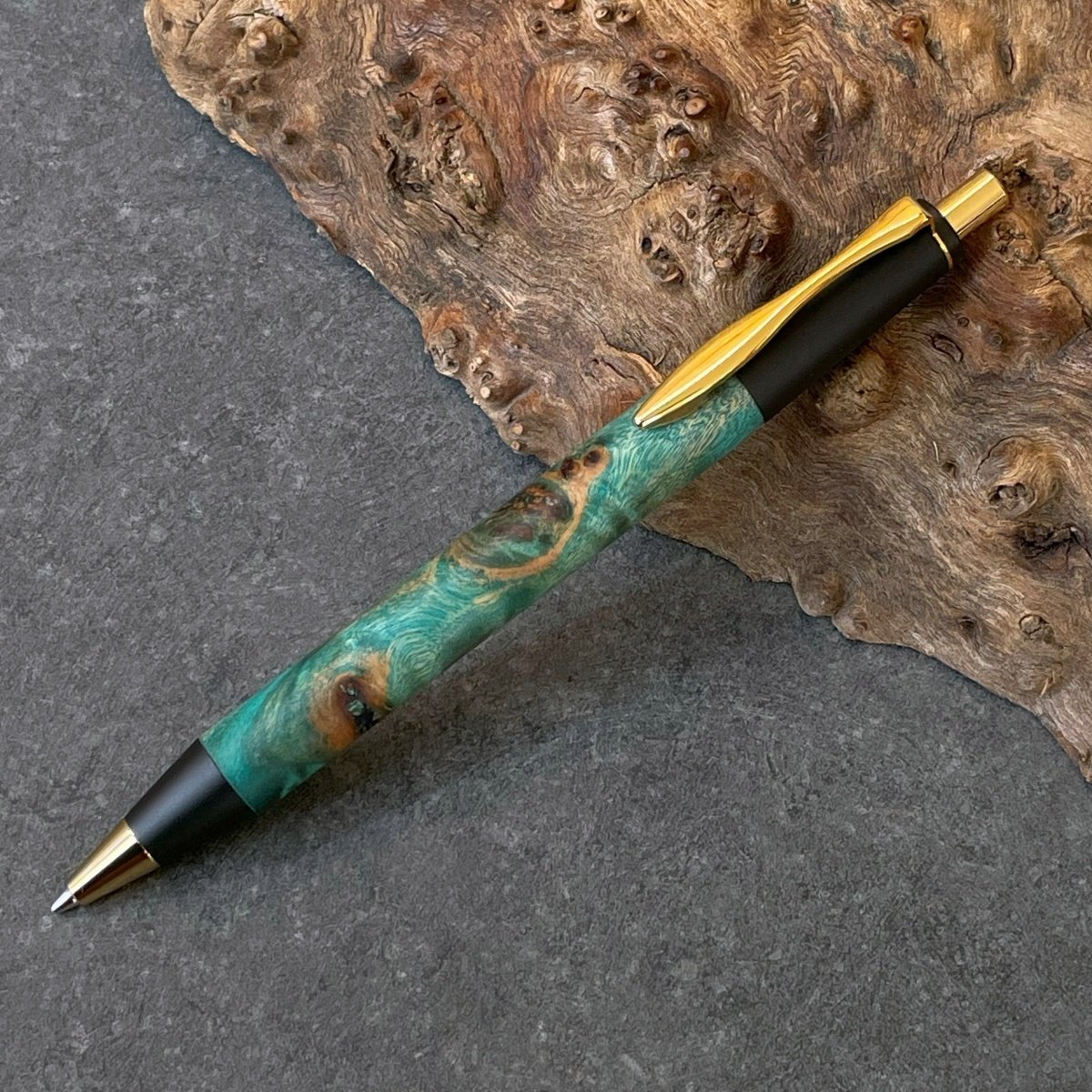 ボナンペン　スタビライズドウッド　濃青　瘤杢 B級品！ スタビライズドウッド メープル瘤 青 【ボールペン