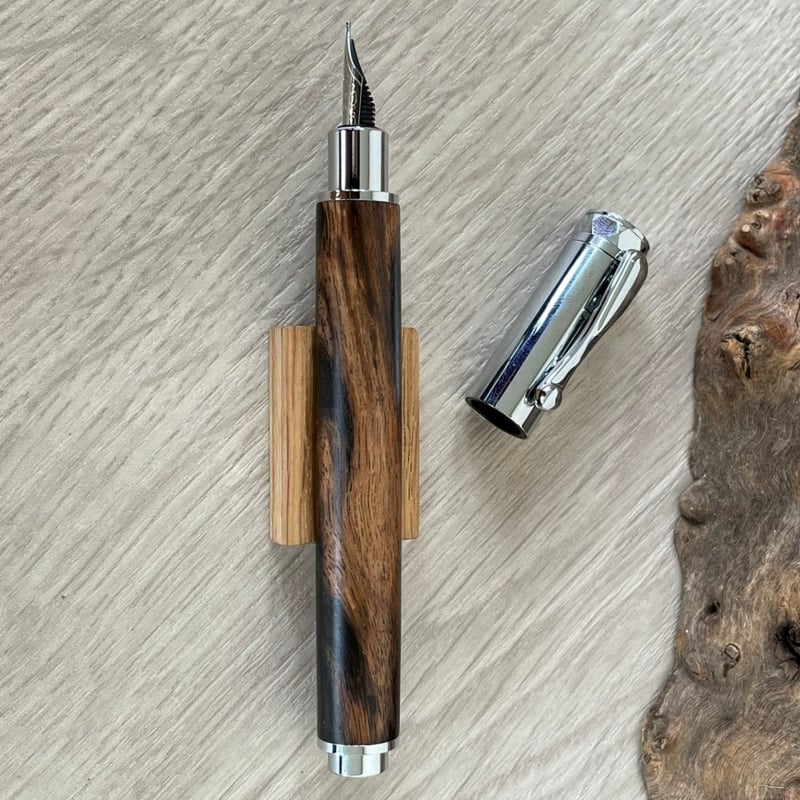 筆記具 MASA 黒柿 / Cam 木軸万年筆 マグネットキャップ式【一点もの！508222