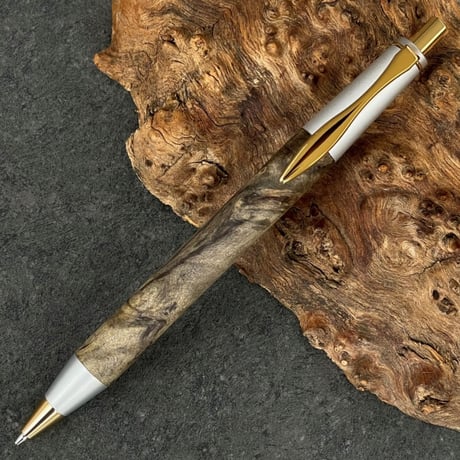 ハンドメイド　木軸ボールペン　バックアイバール　天然木　G2 バックアイバール・Buckeye Burl / UMA15 木軸シャープペンシル