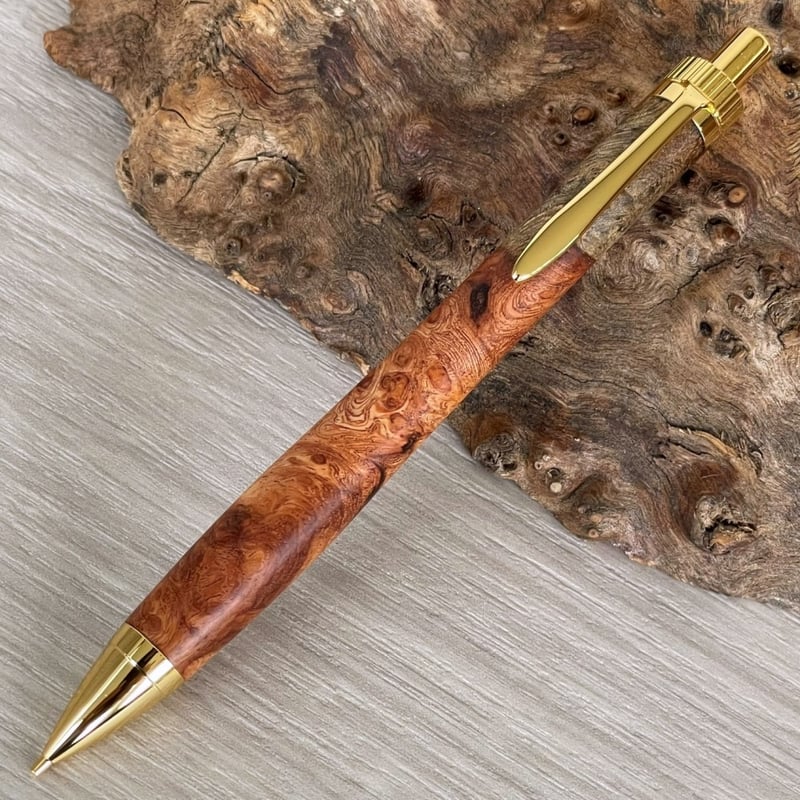 花梨瘤紅白 トリコロール / UMA 木軸シャープペンシル/ゴールド金具