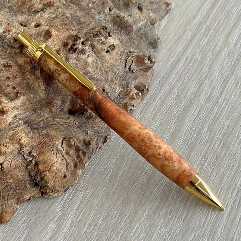 花梨瘤紅白・スポルテッド / UMA 木軸シャープペンシル/ゴールド金具