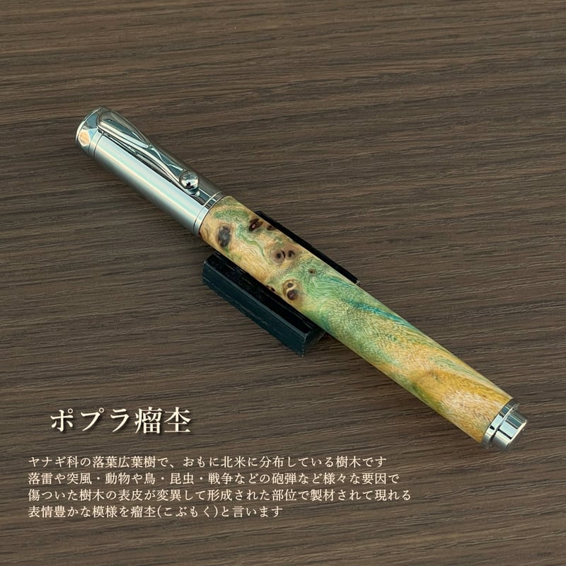 Cam 木軸万年筆 / スタビライズドウッド・ポプラ瘤杢【一点もの