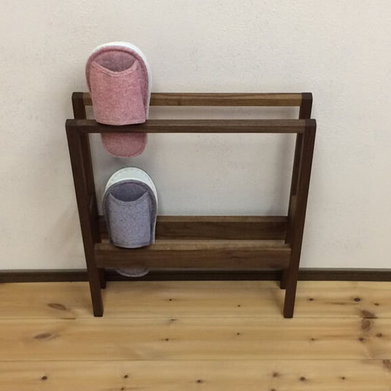 ウォールナット材の2段スリッパラック | MUKU屋