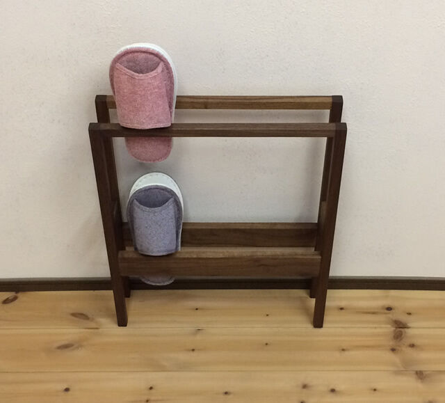 ウォールナット材の2段スリッパラック | MUKU屋