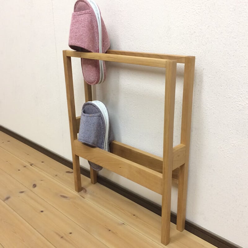 ブラックチェリー材の2段スリッパラック | MUKU屋