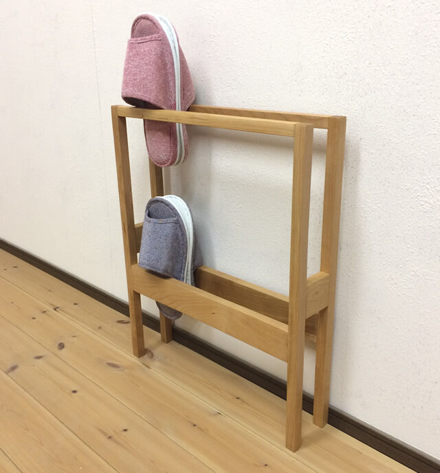ブラックチェリー材の2段スリッパラック | MUKU屋