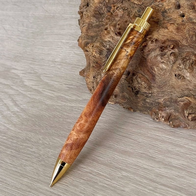 花梨瘤紅白・スポルテッド / UMA 木軸シャープペンシル/ゴールド金具