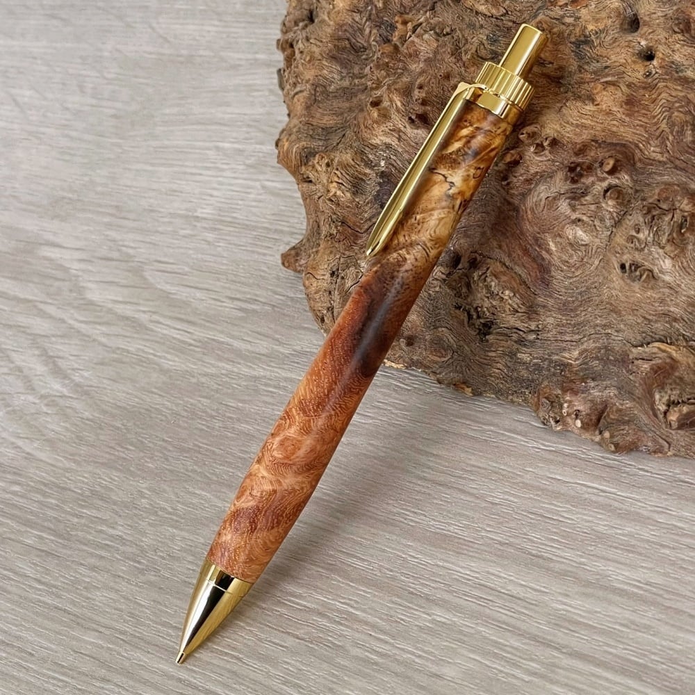 花梨瘤紅白・スポルテッド / UMA 木軸シャープペンシル/ゴールド金具