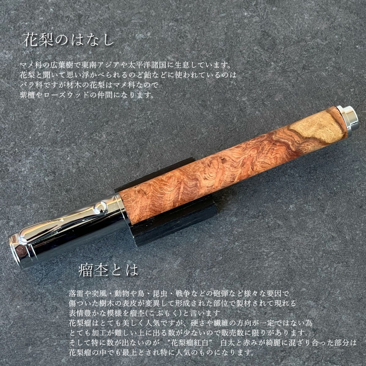 木軸万年筆　白花梨瘤 花梨瘤紅白 / Cam 木軸万年筆 SN_421011 【一点もの